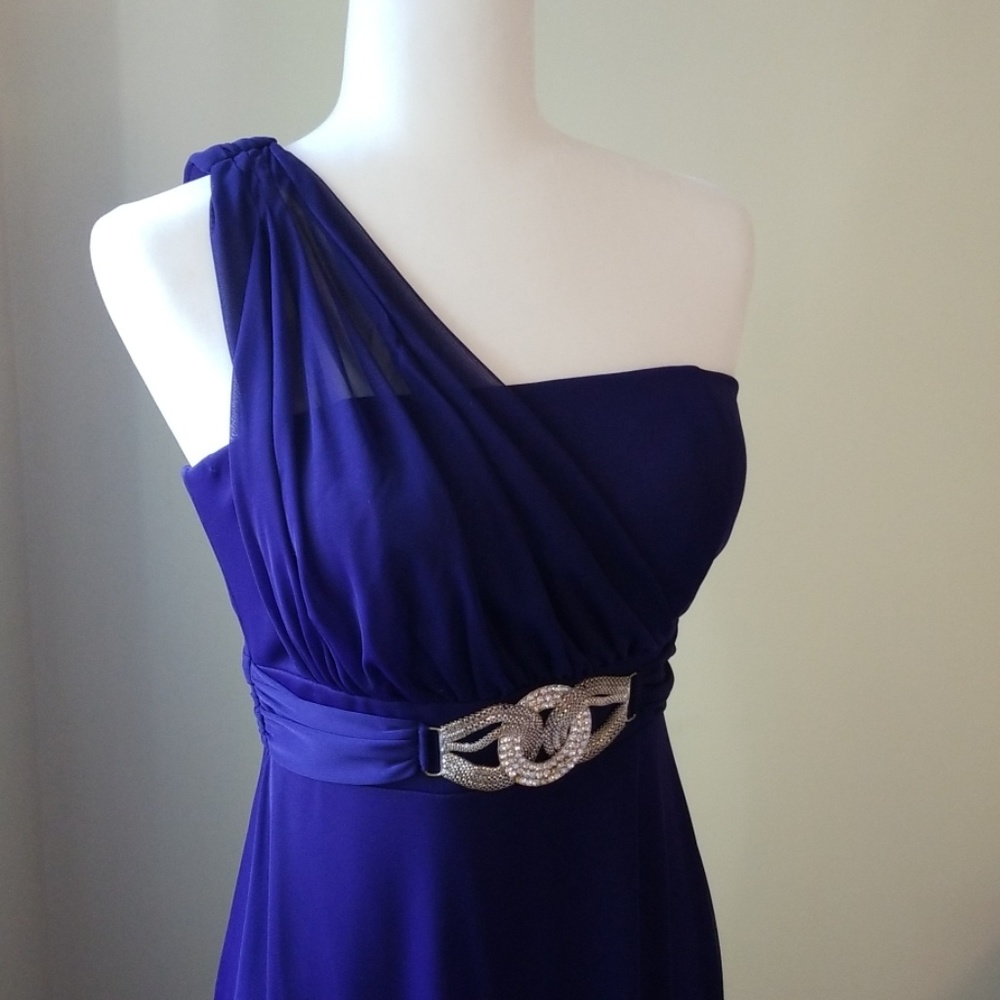 Betsy & Adam Purple One Shoulder Dress